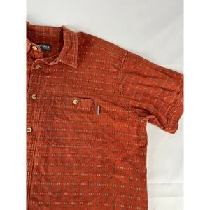 Woolrich Mens Short Sleeve‎ Button Up Shirt Orange Pattern Size XL